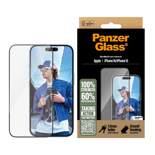 PanzerGlass Screen Protector iPhone 16 and 15 Classic Fit