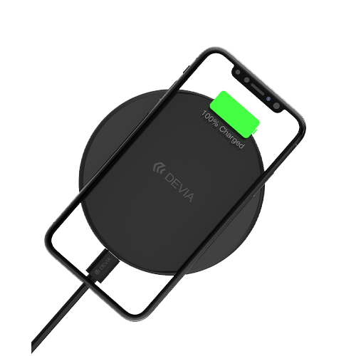 Wireless Ultra Slim Charging Pad Black 10W Devia Front