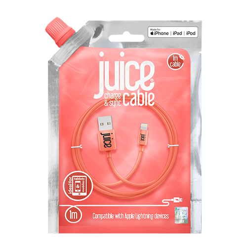 Juice 1M Lightning Cable Coral Side