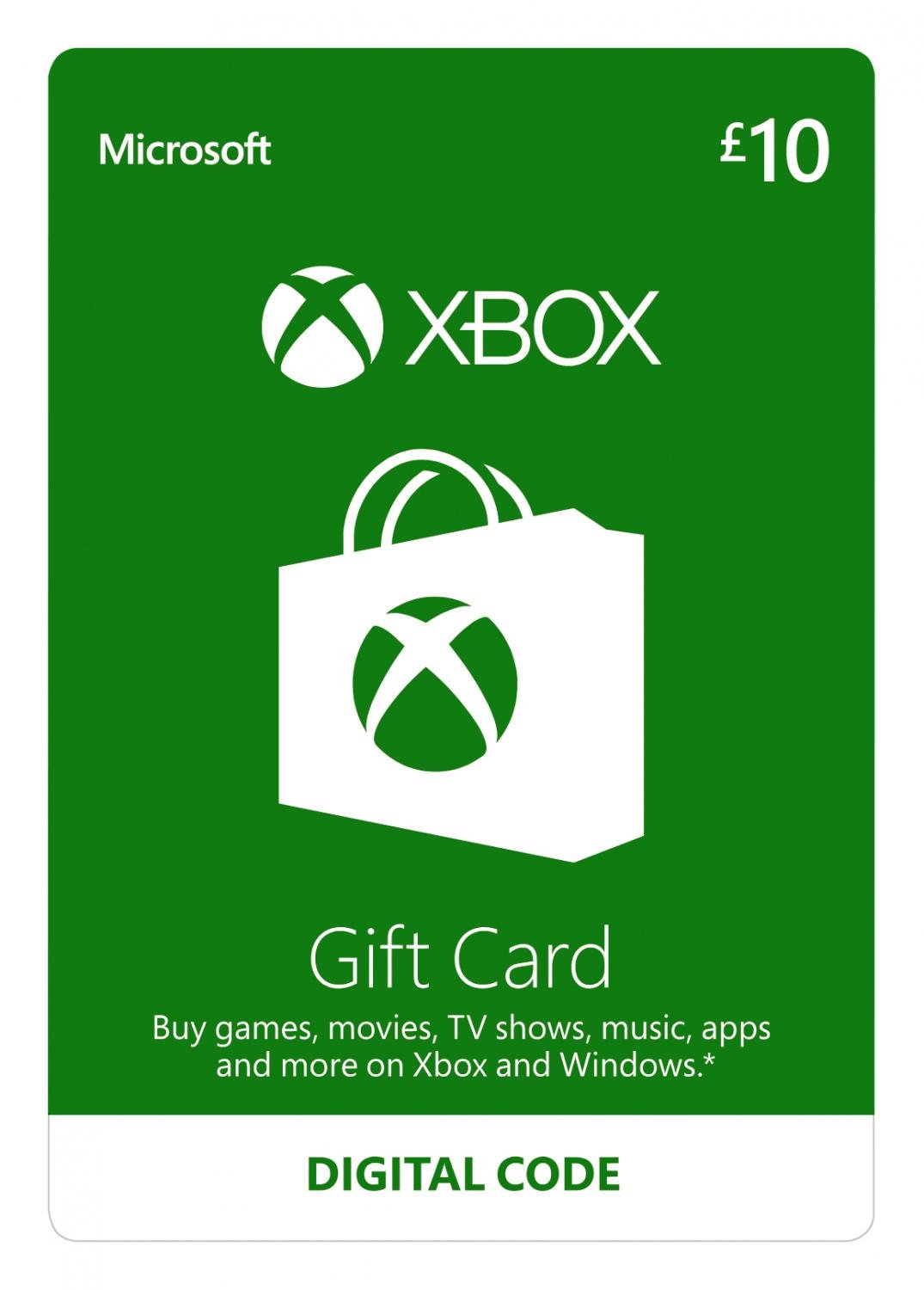 Microsoft Xbox Live Gift Card UK 10 GBP Front