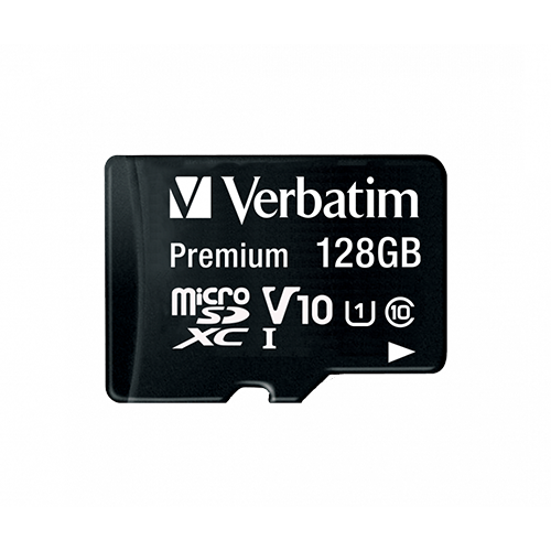Verbatim Micro SD Memory Card & SD Adapter 128GB Front