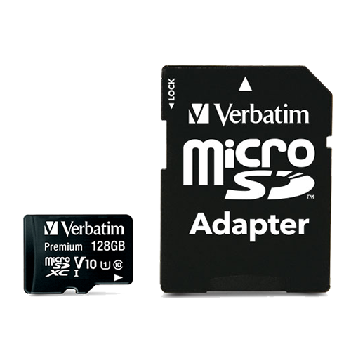 Verbatim Micro SD Memory Card & SD Adapter 128GB