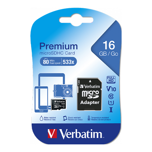 Verbatim Micro SD Memory Card & SD Adapter 64GB Back